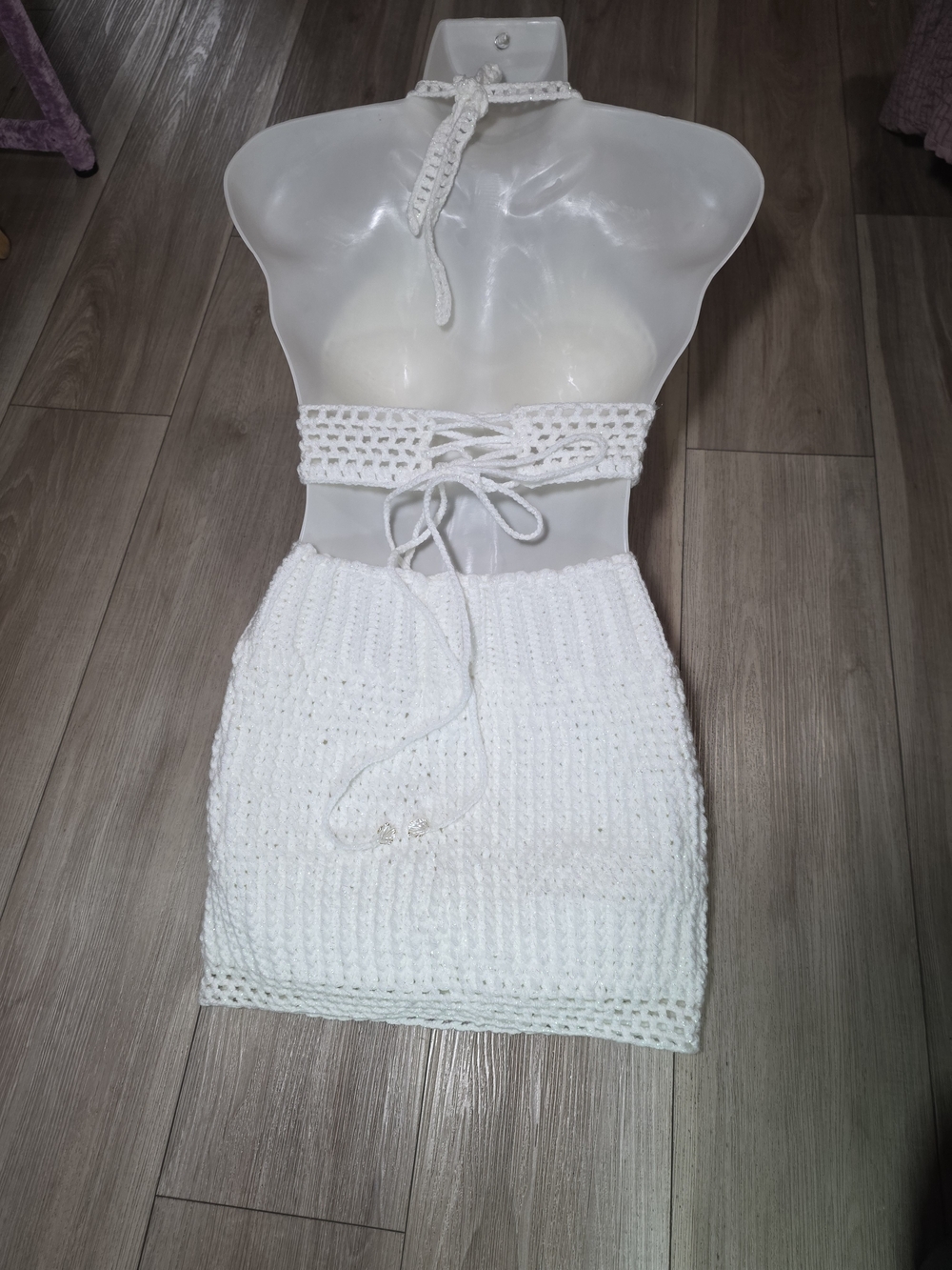 Handmade White Crochet Skirt Set - Beach Ready